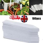 100 Plant Label White Plastic Tags Stick Garden Seed Pot Tray Markers Greenhouse