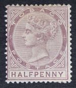 Tobago SG8 1880 QV 1/2d Purple Brown, Wmk CC, Mounted Mint, Cat £75