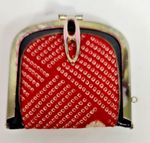 Vintage Red and White Fabric Clasp Coin Purse 3.75" W 3.5" T