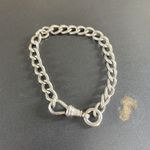 Antique Sterling Silver Bracelet Albert Watch Chain 925 Chunky Stamped Charm