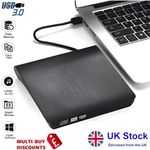 USB 3.0 External DVD CD Hard Disc Burner Player Reader Optical Drive PC Laptop