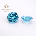Light Aquamarine Round Brilliant Cut Cubic Zirconia Loose Gems - Various Sizes