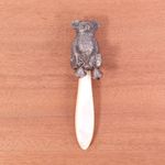 Vintage Silver Teddy Bear Baby Rattle.
