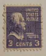 Vintage Rare 1932 Violet Thomas Jefferson 3 Cent Stamp Scott 807 VF-OG Condt