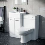 1000mm Gloss White Freestanding Vanity Cabinet with WC Unit & BTW Toilet | Aime