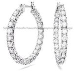 New Authentic Matrix hoop earrings Round cut, White, Rhodium plated 5647715