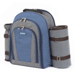 LIVIVO Picnic Backpack 4 Person Picnic Set with Blanket Cutlery Plates