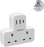 UK to EU Travel Plug Adapter with 3 USB Ports 2 Way Adaptor for Germany Portugal