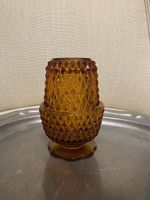 Vintage Indiana Glass Amber Diamond Point Fairy Lamp!!