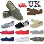 TOM Unisex Shoes Slip-on Casual Flats Solid Canvas Leisure Loafer Shoes UK NEW🔥