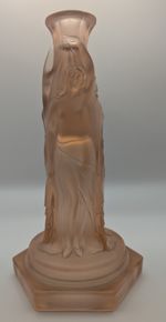 Walther & Söhne "Three Graces" Art Deco Frosted Pink Glass Centerpiece Base 1930