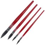 Painting Brush Set Red Wood Handle Nylon Bristles Durable for Fine Details