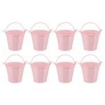 8Pcs 2.4"x2" Small Metal Buckets Mini Galvanized Easter Buckets Pink