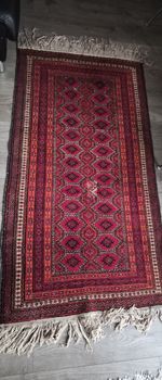 Vintage Hand-knotted afghan carpet by Turkmen weavers in Afghanistan