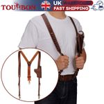 TOURBON Leather Pistol Suspenders Holster Y-Shaped Concealed Vest Ammo Holder UK