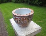 Oriental Chinese Fish Bowl / Planter Plant Pot Birds Animals Decoration 10" WIDE