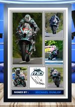 434) michael dunlop isle of man tt signed a4 print framed or unframed photograph