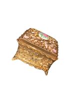 Vintage San Francisco Music Box Company Ornate Gold Tone Pink Music Trinket Box