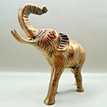 Vintage Brass Elephant Figurine Lucky Trunk Up Ornament Safari Decor Heavy
