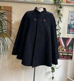Vintage British Police Cape Lions Head Clasp Navy Wool Bristol Constabulary