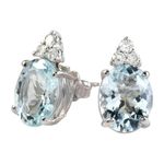 2.65 ct Oval Cut Aquamarine Wedding Women's Stud Earrings 14K White Gold Finish