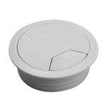 60mm Light Grey Plastic Cable Desk Grommets Computer PC Cover Caps Wires Cables 
