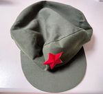 Militaria Green Military-Style Cap Hat with Red Star Badge, 1945-Present