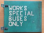 Original MPTE Merseyside Steel Sign WORKS SPECIAL BUSES ONLY Woodside 46 X 38cm