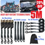 4X Heavy Duty Ratchet Ties Down Straps 5 Meter 25mm Lashing Cargo Luggage 1000kg
