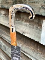 Solid Silver eva Adam Head Vintage Foldable Polished Wooden Walking Stick Cane