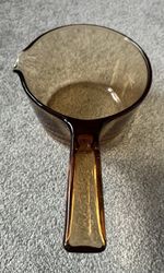 Vintage Vision Corning France 0.7 L Amber Glass Milk Saucepan With Pouring Lip.