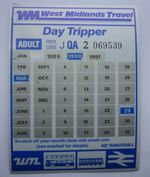 1990 West Midlands Travel Used Bus Railway Scratch Ticket