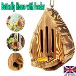 Butterfly House for Outside Teardrop-Shaped Wooden Butterfly Habitat & Feeder