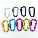 2pc Heavy Duty Carabiner Clip Hook D-Ring Screw Lock Outdoor Rock Buckle Keyring