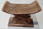 TRADITIONAL AFRICAN TRIBAL HEAD REST CARVED FROM LOCAL WOOD WITH DOUBLE FISH