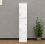 White Metal 5 Door Locker Tall Storage Cabinet Gym School Staff Office