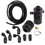 Baffled Engine 750ml Oil Catch Can Twin Port AN10 10AN Fuel Oil Hose Fitting 3M