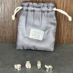 Silver 925 Zoo Animal Miniatures Charms Set of 4 Grey Drawstring Pouch GIFT