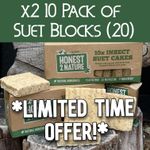 *SPECIAL OFFER* PREMIUM High-Energy Wild Bird Suet Blocks x2 Honest2Nature pk 20