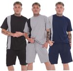 Mens 2 Piece Pyjama Set T Shirt & Shorts Summer Nightwear Lounge Sleepwear