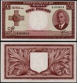 MALTA 1 POUND (P22a) KGVI L. 1949 (1951) UNC