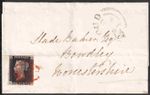 1840 AS41 SG1 1d INTENSE BLACK PLATE 6 RED MALTESE CROSS COVER KINGSCOAT UDC CJ