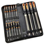 Metal File Set 17 Piece Hand & Needle File Kit Wood Metal Plastic Files in Case