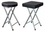 Potable Folding Stools Thick Cushion Soft Padded Seat Metal Frame Freestanding