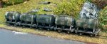 009  Round Tank Wagons -RTR weathered BLACK - Narrow Gauge - 4mm Model Railway