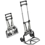 Foldable Hand Cart w/ Smooth-Running Wheels Expanding Cords, Aluminium Grey