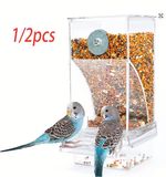 No Mess Bird  Feeders Cup Automatic  Drinker Acrylic Seed Food Container Cage uk