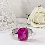 Vintage 925 Sterling Silver Faceted Pink CZ Cocktail Statement Ring, size 6.75