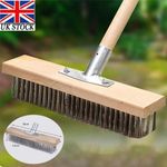 30cm  Metal Wire Broom Brush Sweeping Deck Scrub Heavy Duty Garden Moss Cleaner