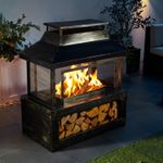 Neo Log Burner Fire Pit Chiminea Heater Mesh Surround Steel and Storage Outdoor